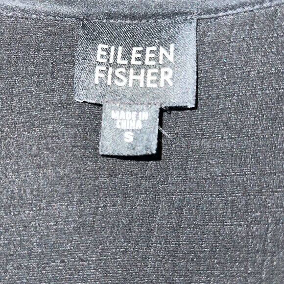 EILEEN FISHER Black Rayon and Silk Stand Collar Magnetic Button Jacket-S - Picture 7 of 8
